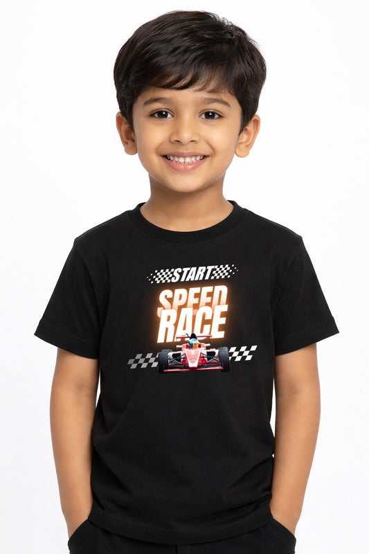 Boys Racing Cotton T Shirt