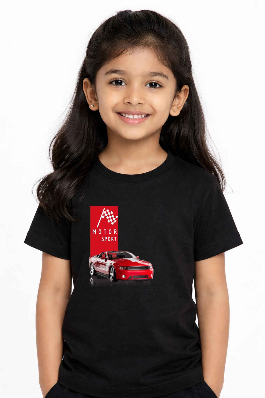 Girls Racing Cotton T Shirt