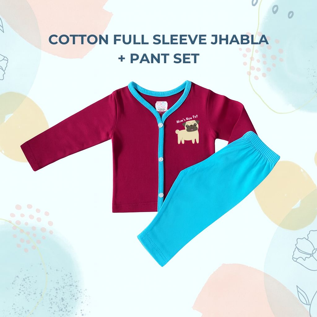 Unisex Printed Cotton Full Sleeve Jhabla + Pant Set IP12