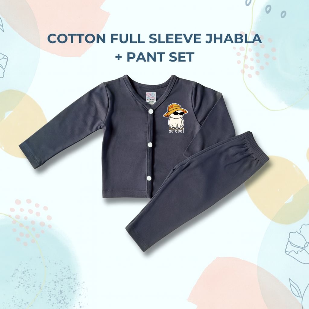 Unisex Printed Cotton Full Sleeve Jhabla + Pant Set IP12