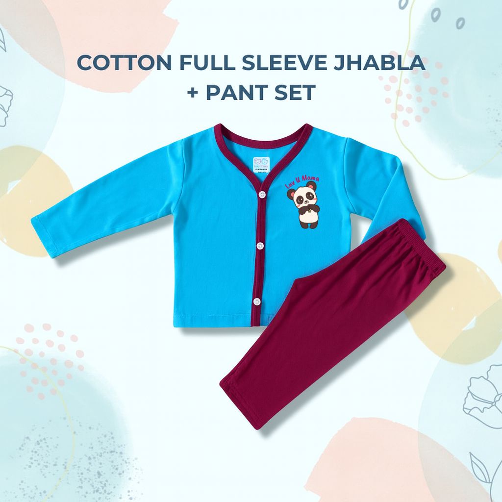 Unisex Printed Cotton Full Sleeve Jhabla + Pant Set IP12