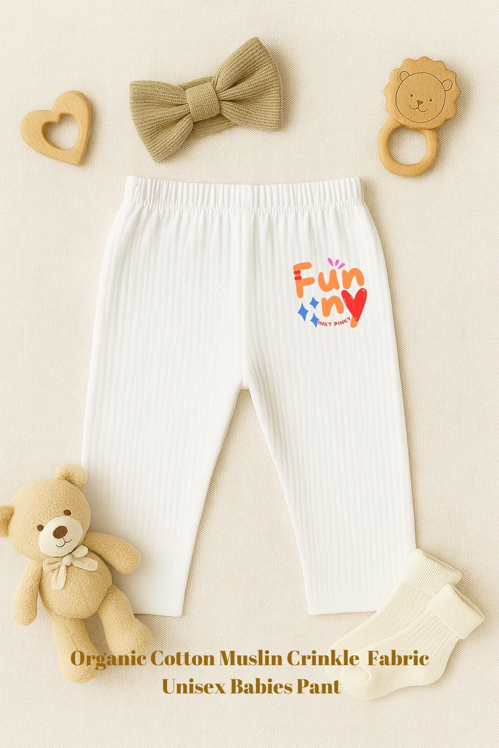 Organic cotton muslin crinkle fabric unisex pant IP22