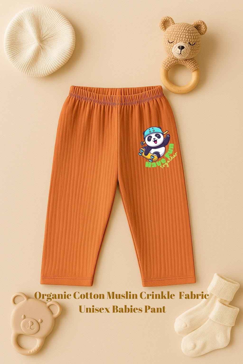 Organic cotton muslin crinkle fabric unisex pant IP22