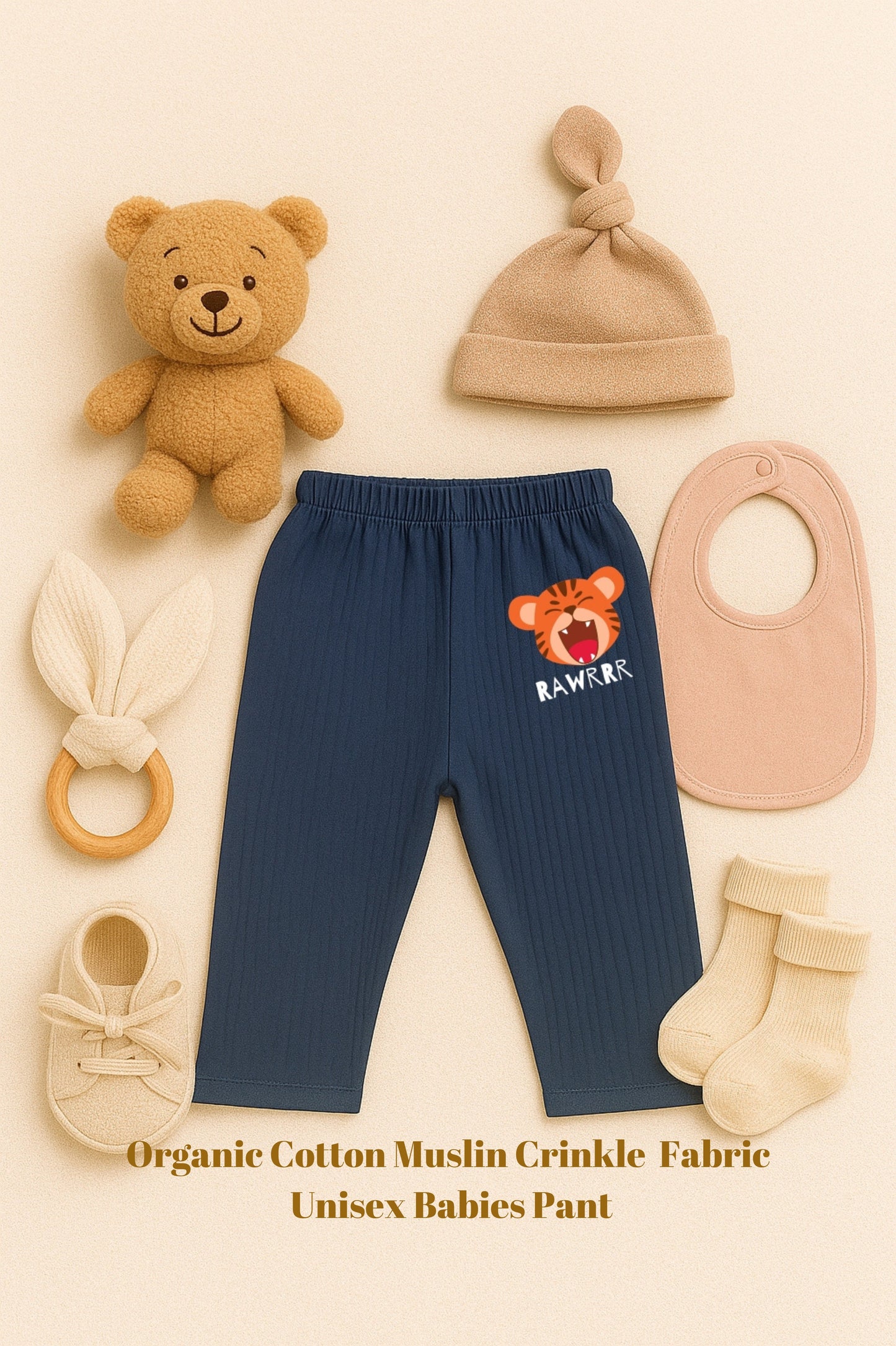 Organic cotton muslin crinkle fabric unisex pant IP22