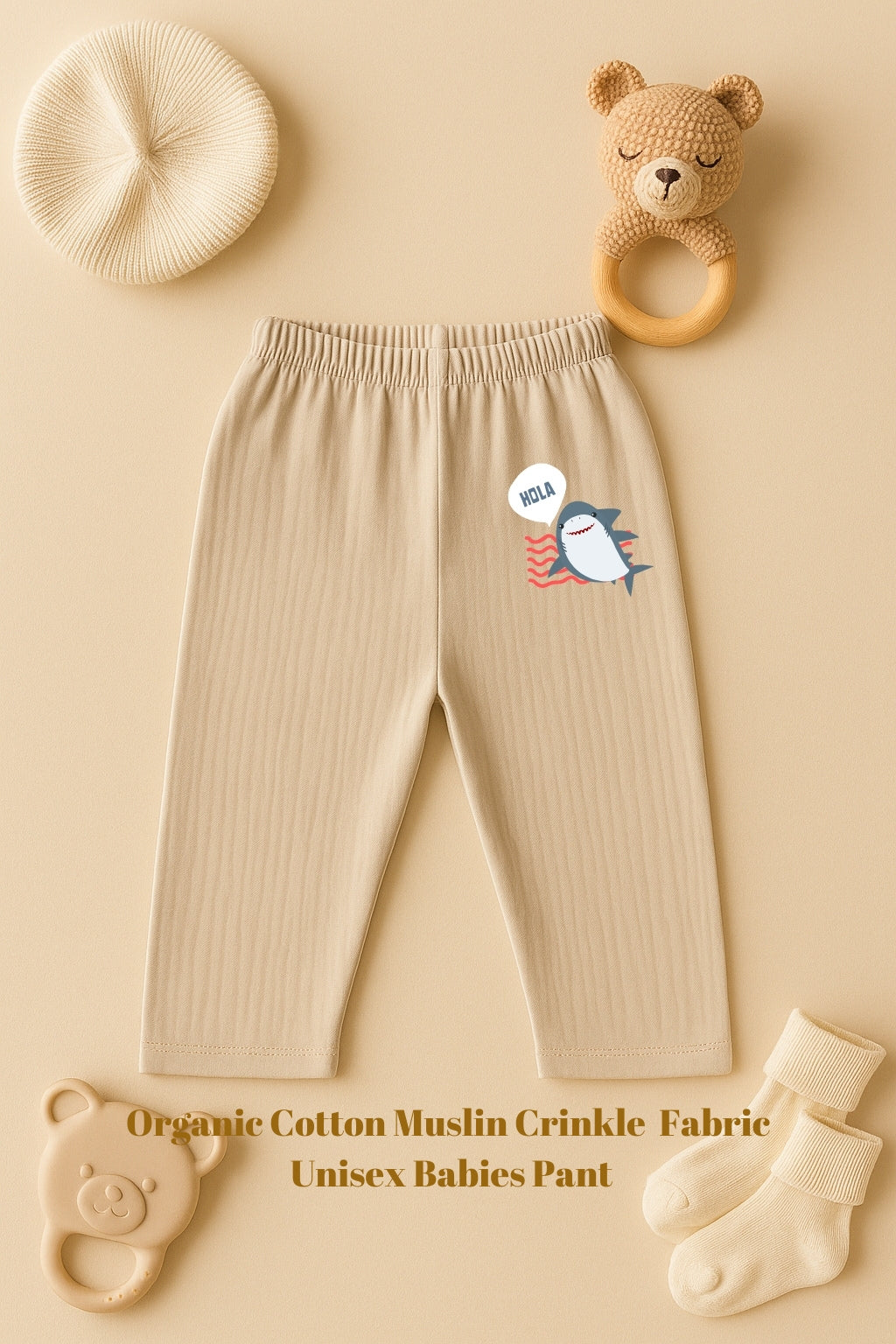 Organic cotton muslin crinkle fabric unisex pant IP22