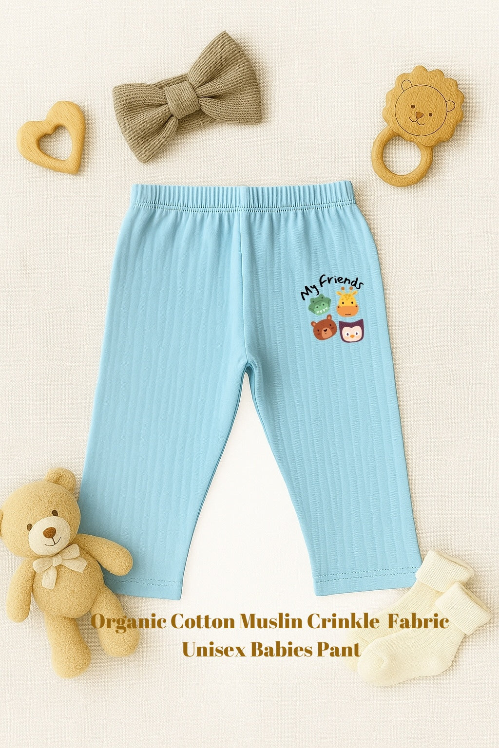 Organic cotton muslin crinkle fabric unisex pant IP22