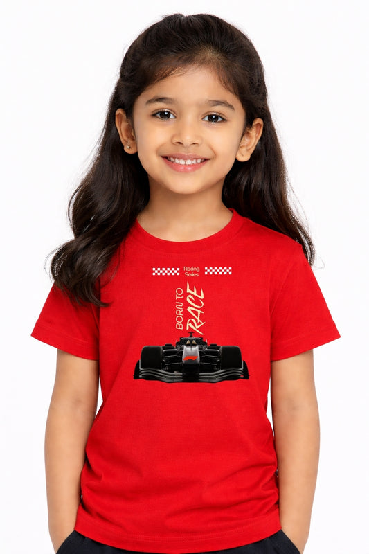 Girls Racing Cotton T Shirt