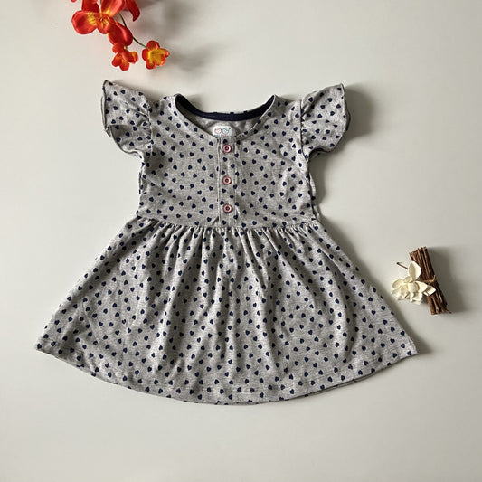 Girls Cotton Frill Sleeve Frock