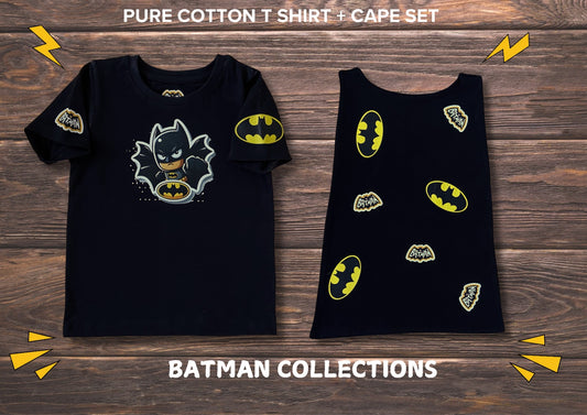 Comic Printed Unisex T-shirt with Cape set