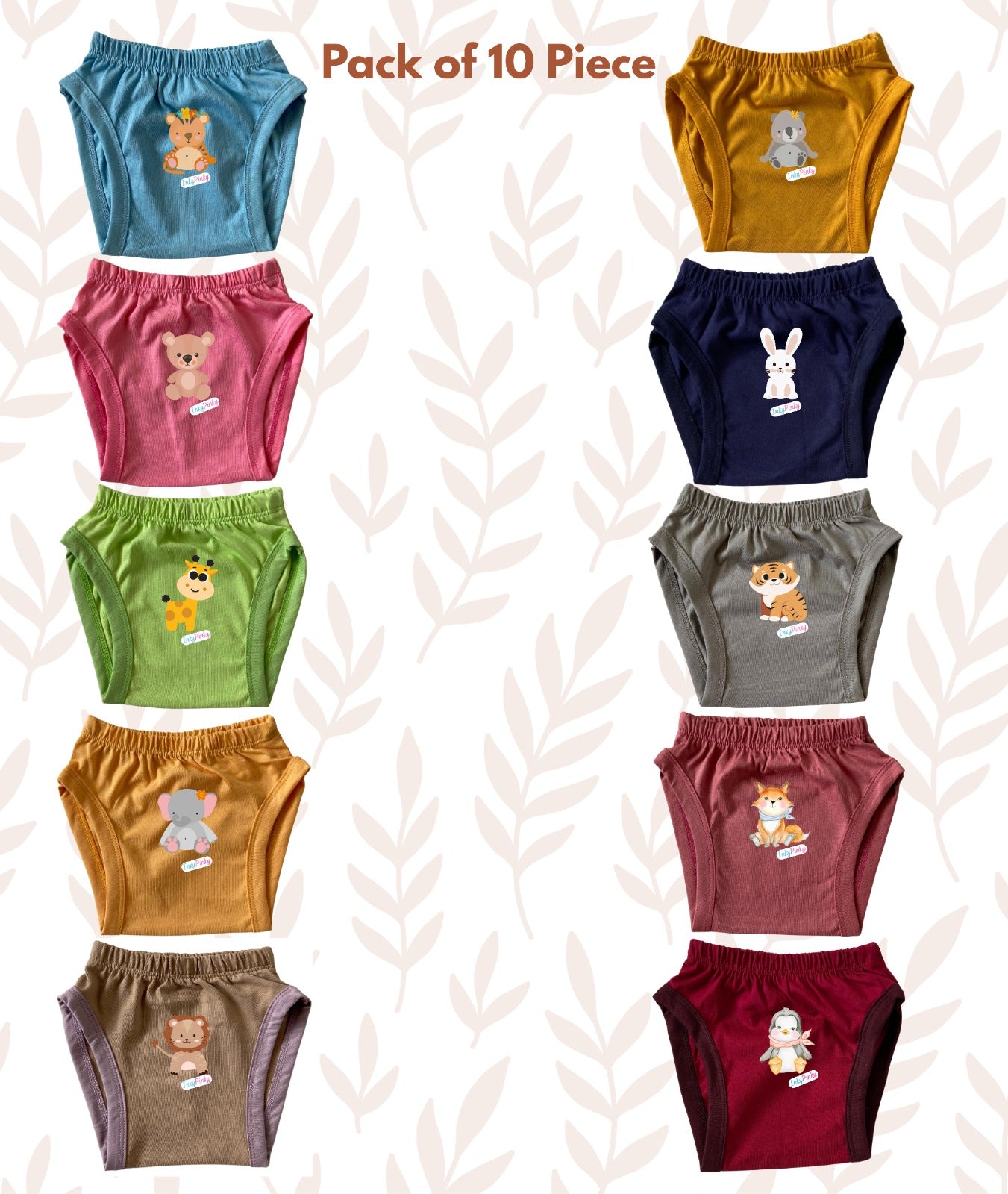 Pack of 10 Unisex Reusable Cotton Printed Briefs