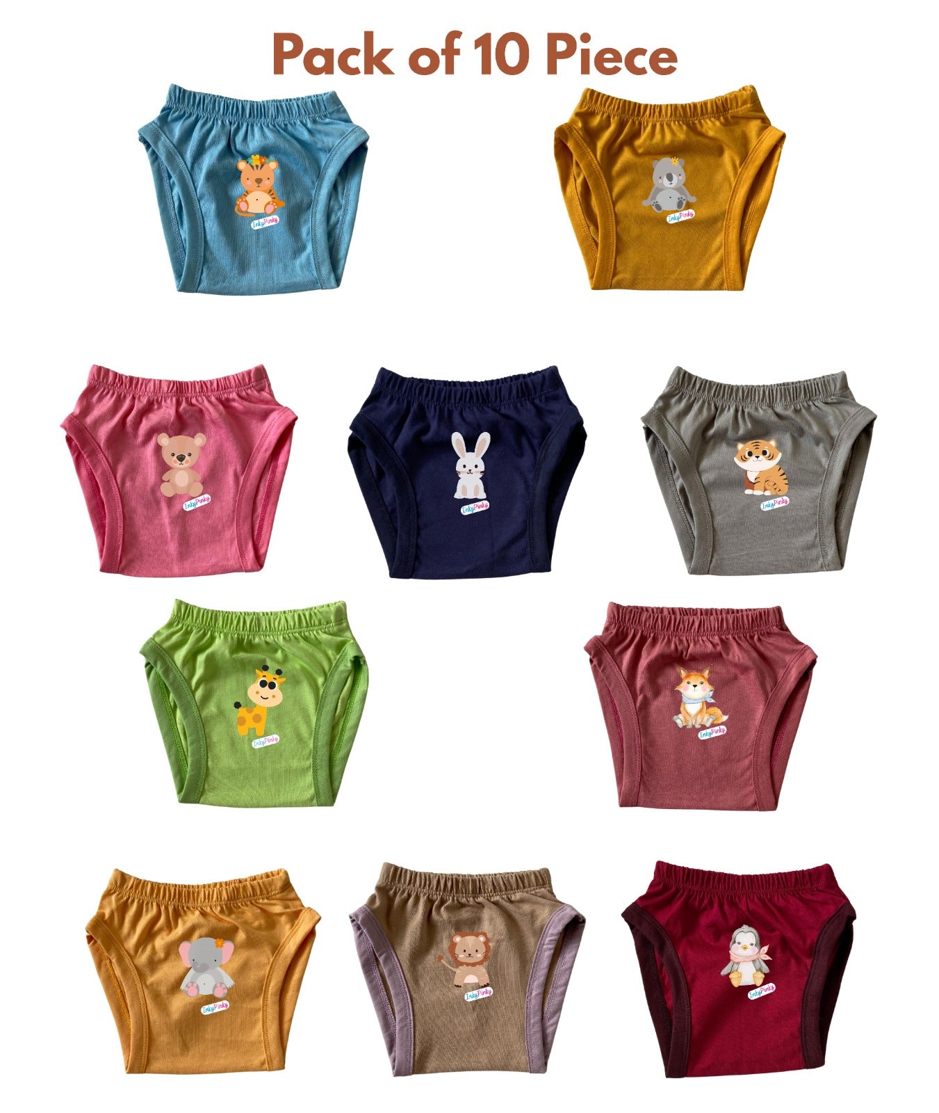 Pack of 10 Unisex Reusable Cotton Printed Briefs