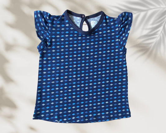 Girls Cotton Printed Frill Sleeve Top