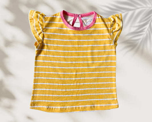 Girls Cotton Printed Frill Sleeve Top