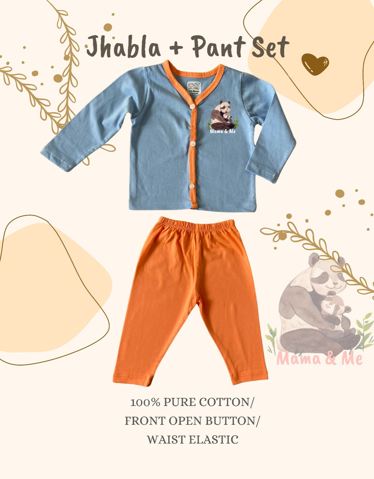 Unisex Printed Cotton Full Sleeve Jhabla + Pant Set IP12