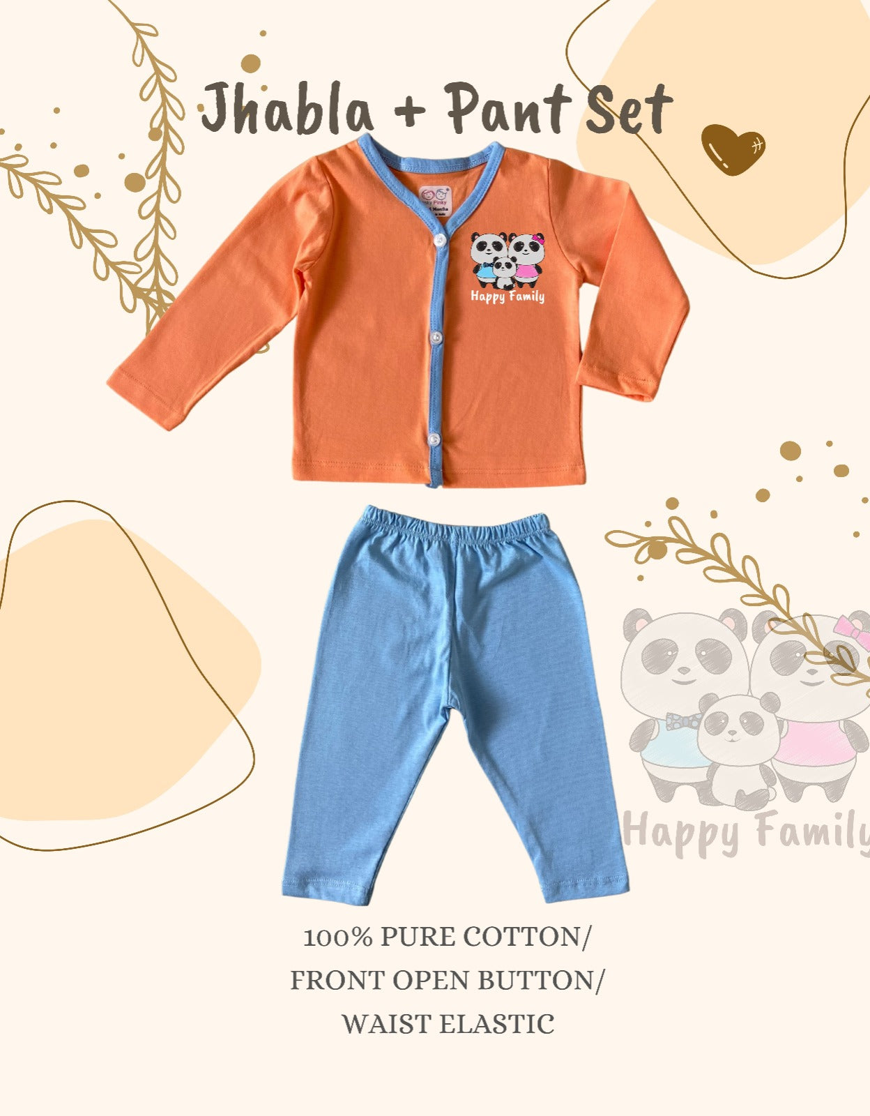 Unisex Printed Cotton Full Sleeve Jhabla + Pant Set IP12