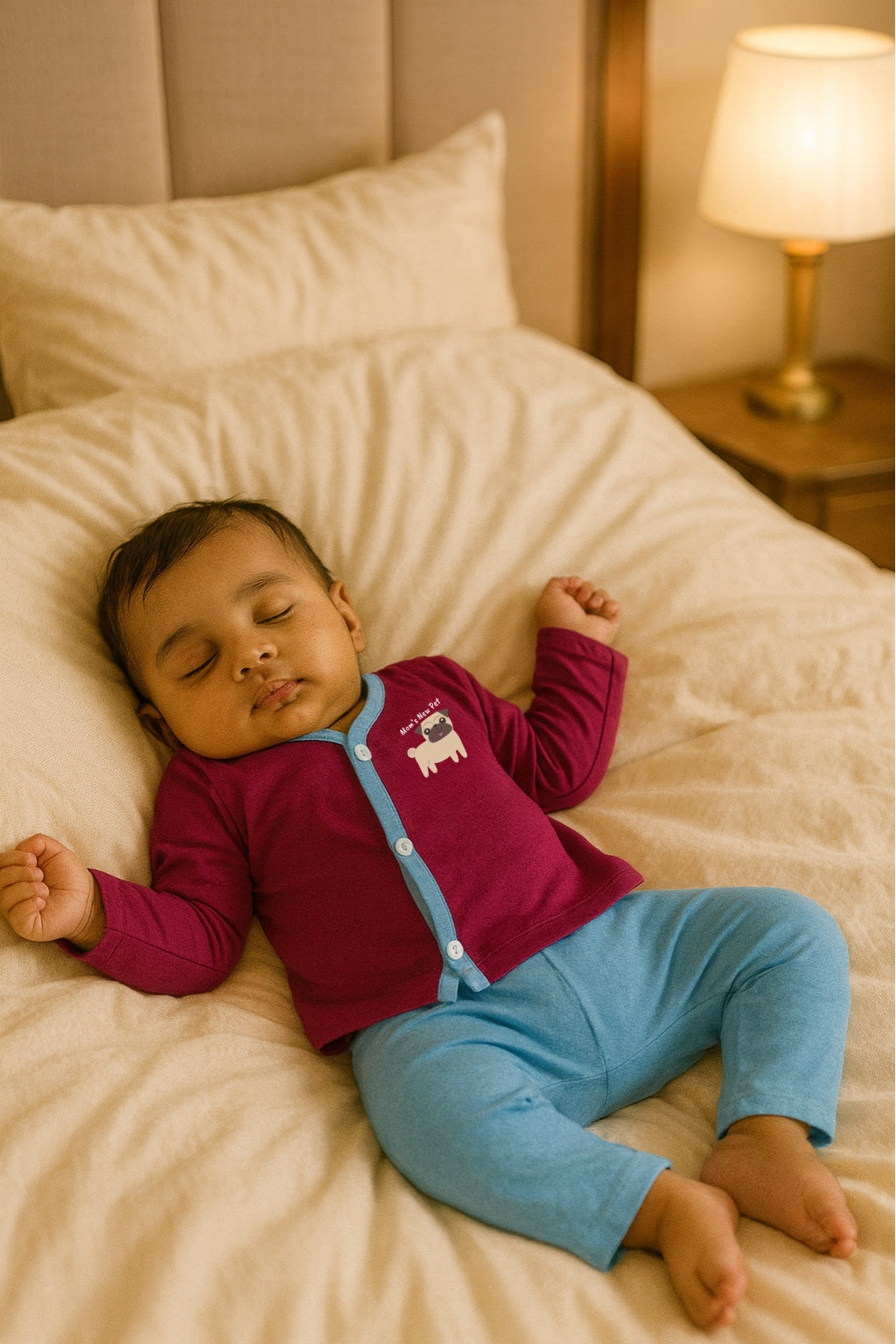 Unisex Printed Cotton Full Sleeve Jhabla + Pant Set IP12