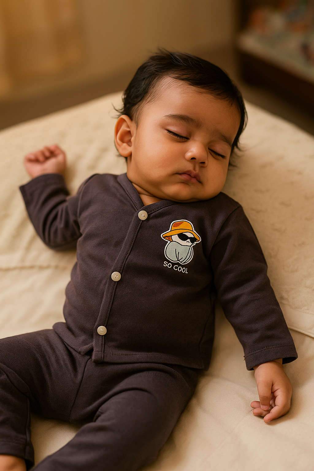 Unisex Printed Cotton Full Sleeve Jhabla + Pant Set IP12