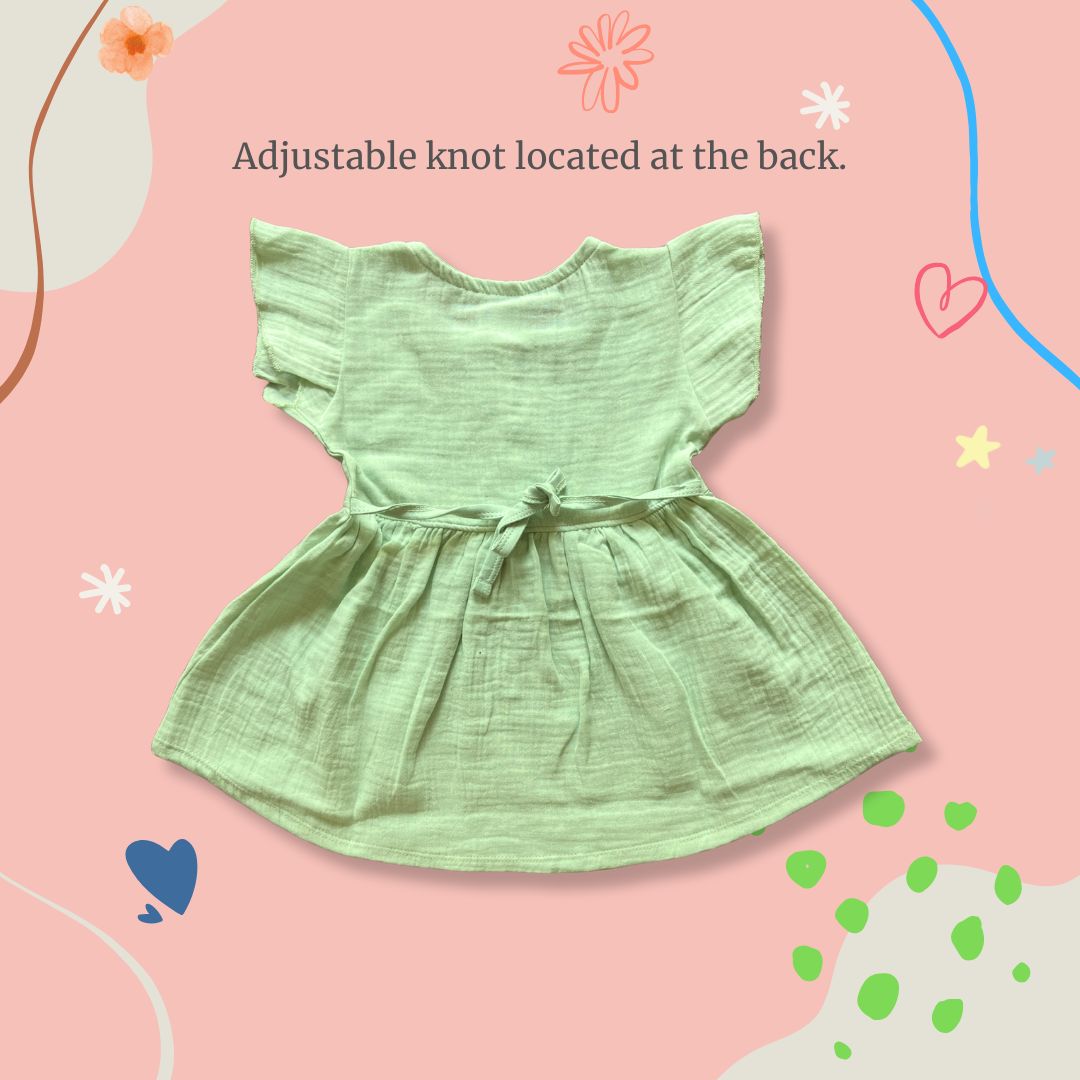 Organic Cotton Muslin Frill Sleeve Frock