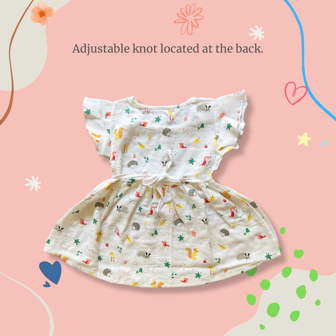 Organic Cotton Muslin Frill Sleeve Frock