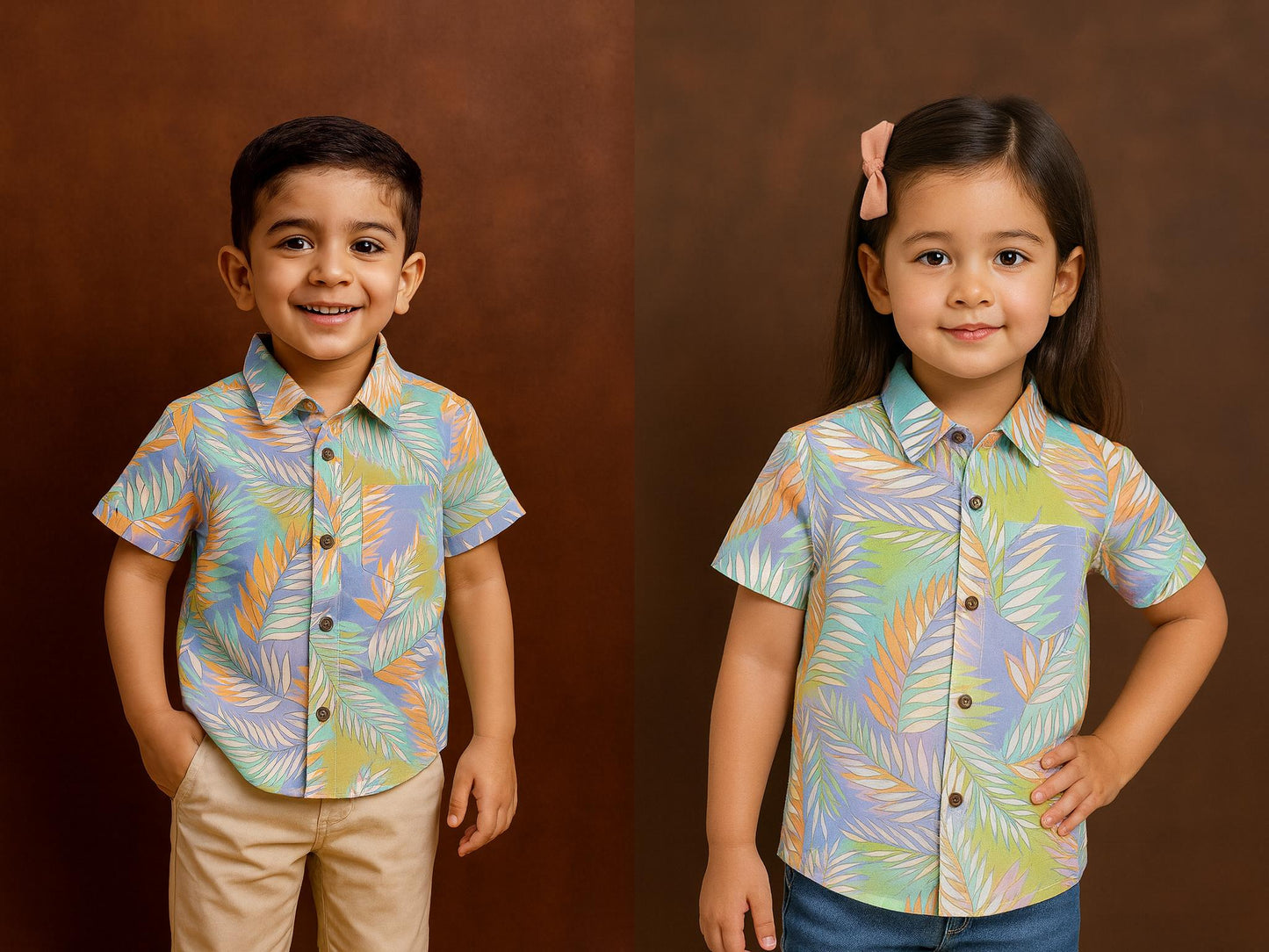 Unisex Kids Cotton Half Sleeve Woven Shirt IP15