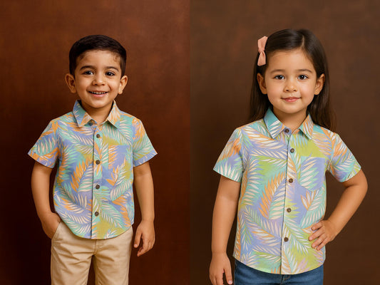 Unisex Kids Cotton Half Sleeve Woven Shirt IP15