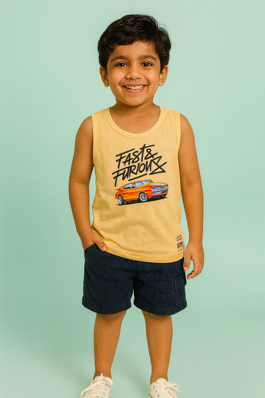 Boys Cotton Printed Sleeveless T-Shirt