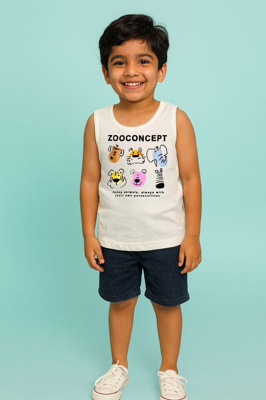 Boys Cotton Printed Sleeveless T-Shirt