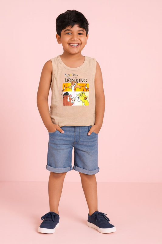 Boys Cotton Printed Sleeveless T-Shirt