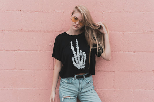 Skeleton Hands Cotton Crop T-Shirt