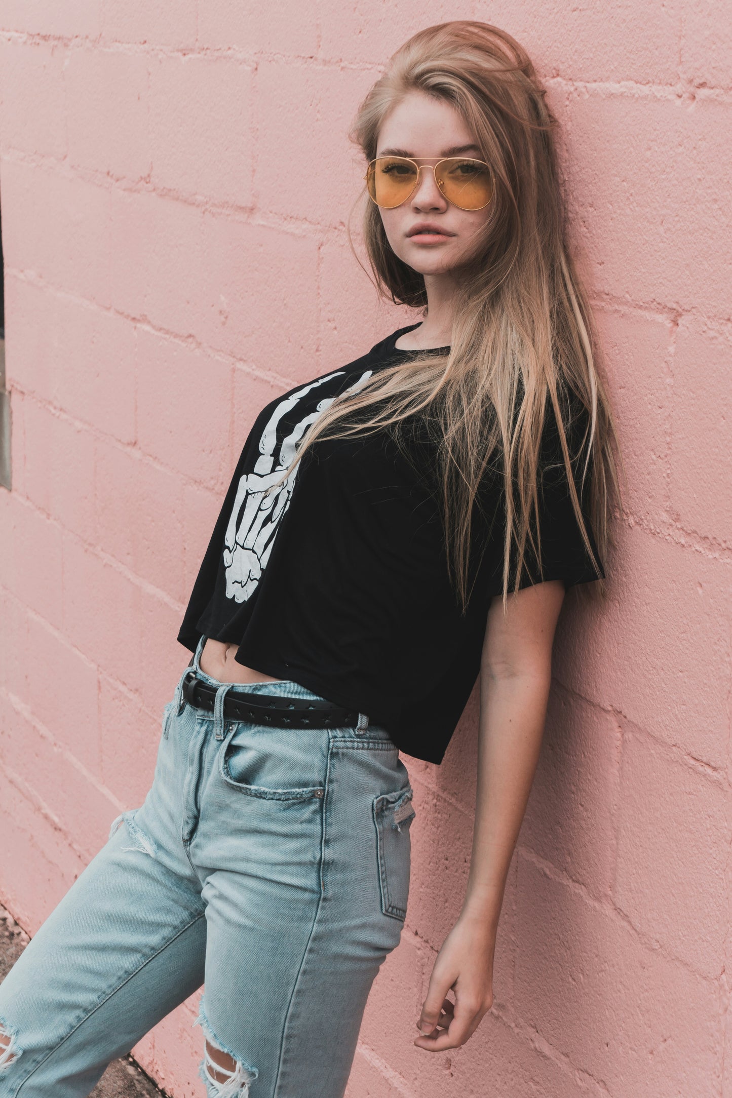 Skeleton Hands Cotton Crop T-Shirt