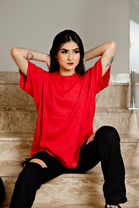Over Sized Cotton Plain T-Shirt