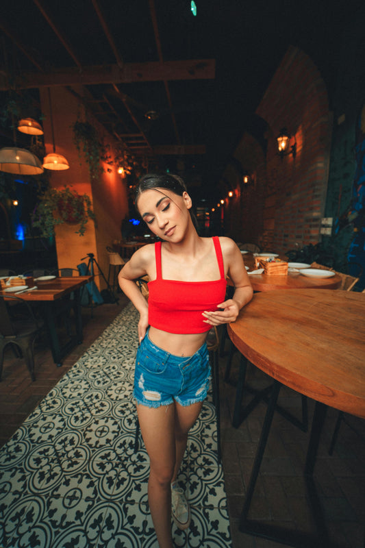 Square Neck Lycra Stretch Crop Top