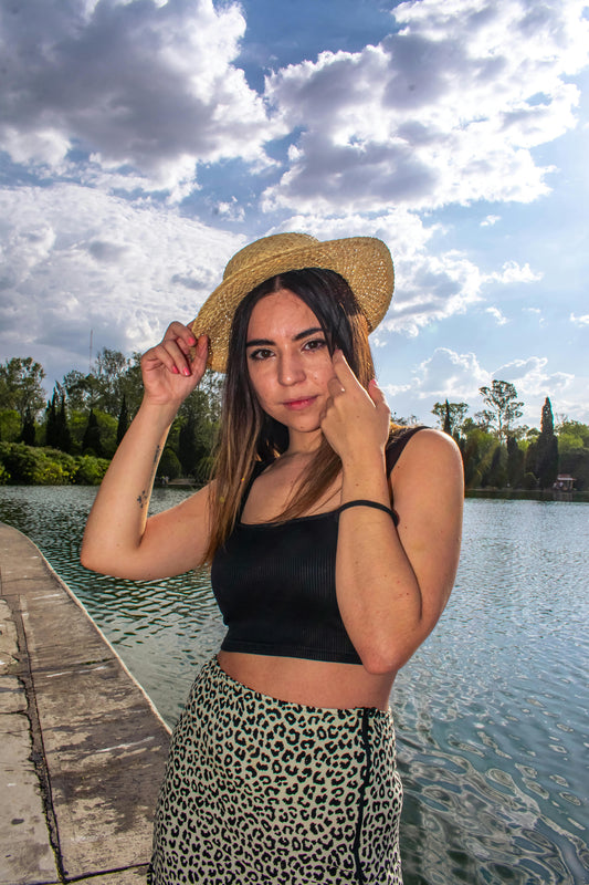 Square Neck Ribbed Crop Top