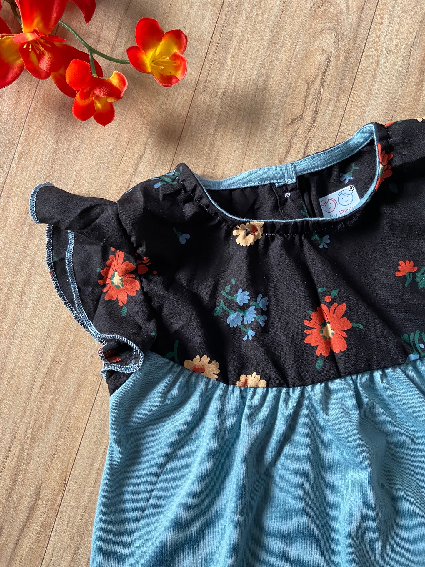 Girls Cotton Trendy Frill Sleeve Frock